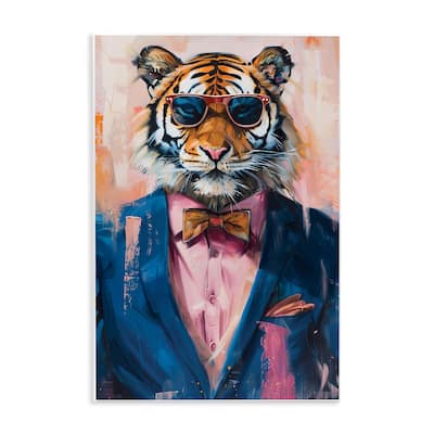 Stupell Suited Tiger Modern Fashion Wall Plaque Art Design By LSR Design Studio