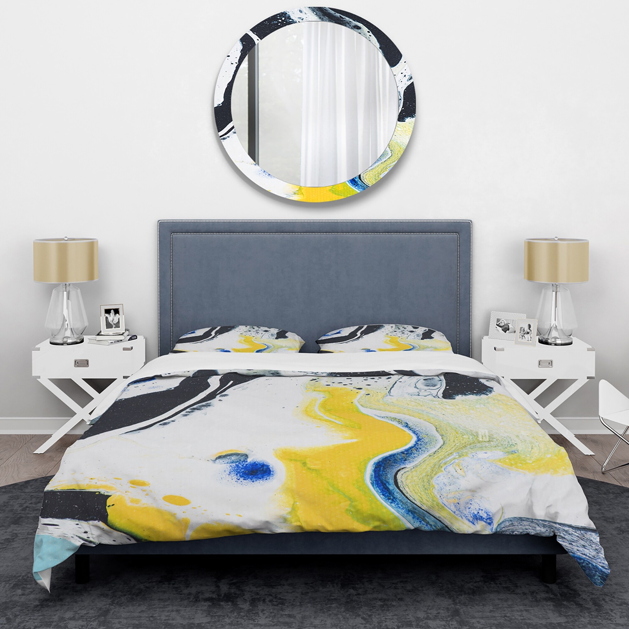 Designart 'Abstract Marble Composition In Yellow and Blue IV' Modern Duvet  Cover Set - Overstock - 34233990, image size:2000x2000