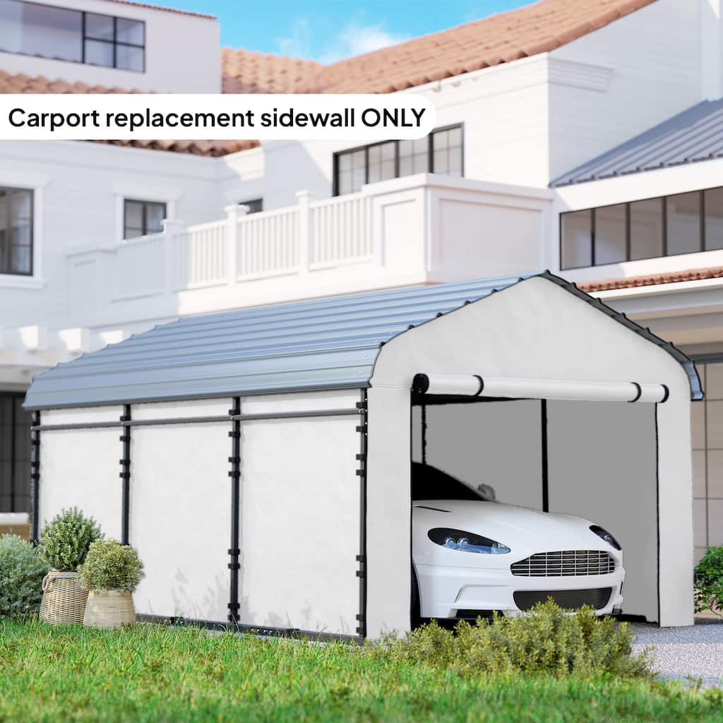 Outsunny Carport Replacement Sidewall Panels Set of 4 for 12' x 20' Carports, UPF50+ Waterproof PE Tarp Replacement Cover