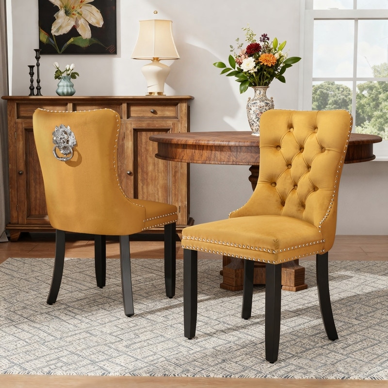 Modern Tufted Velvet Upholstered Dining Chairs (Set of 2)
