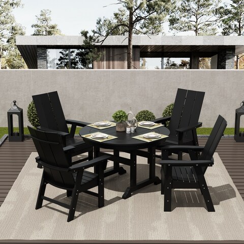 Shoreside 5-Piece Round Poly Eco-Friendly All Weather Outdoor Dining Set with Armchairs