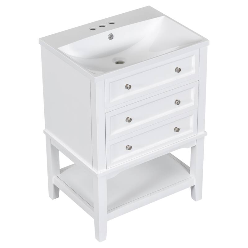 GDFStudio - Oliver Compact Solid-Frame Bathroom Vanity for Practical Everyday Storage - 24"
