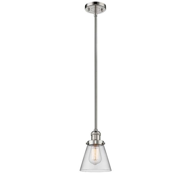 Innovations Lighting Small Cone Single Light 6" Wide Mini Pendant with - Polished Nickel / Clear