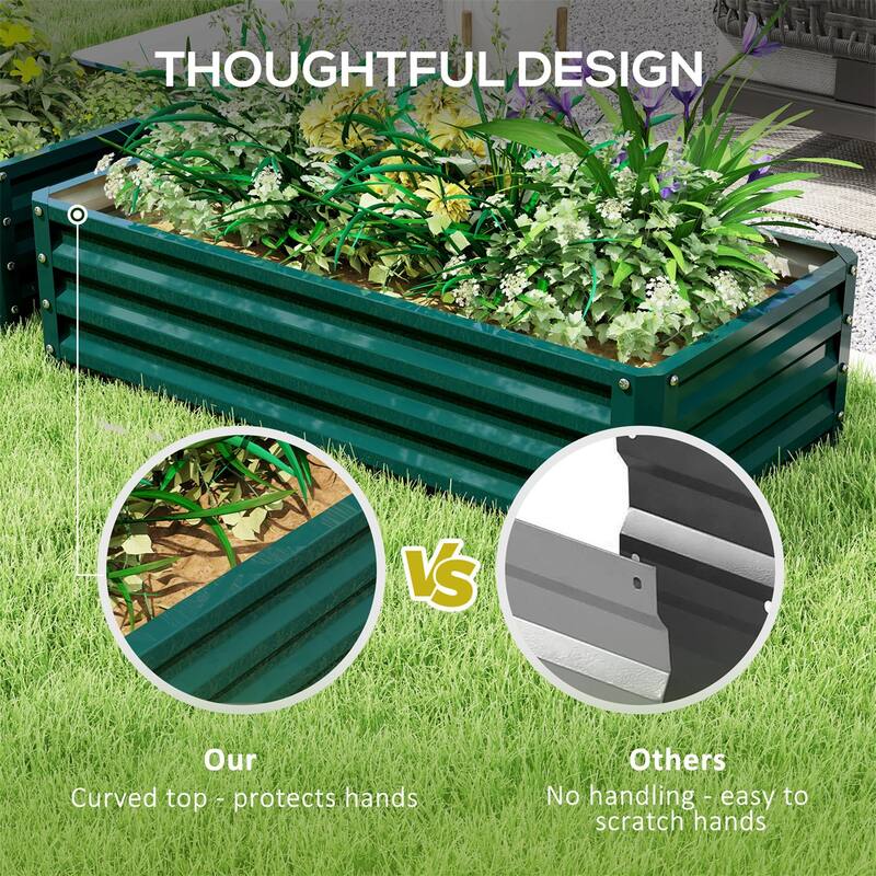 Galvanized Steel Garden Bed Planter for Vegetables and Flowers - 47.25" L x 23.5" W x 12" H