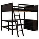 preview thumbnail 45 of 55, Full Size Wooden Loft Bed with Desk and Shelves, Space-Saving Design