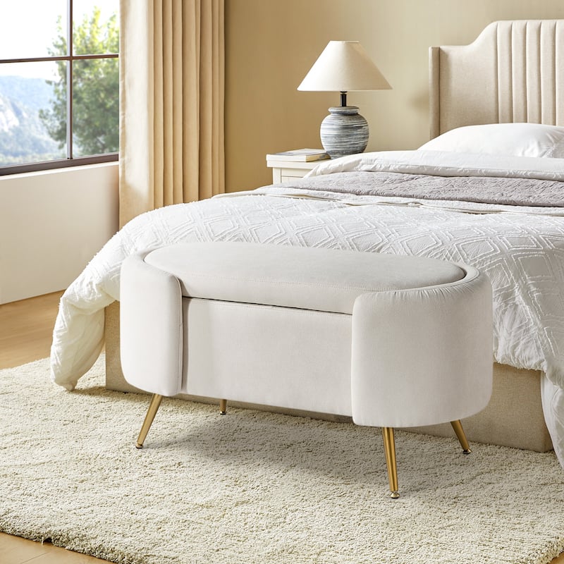 Clara 39.4" Wide Storage Bench with Metal Legs