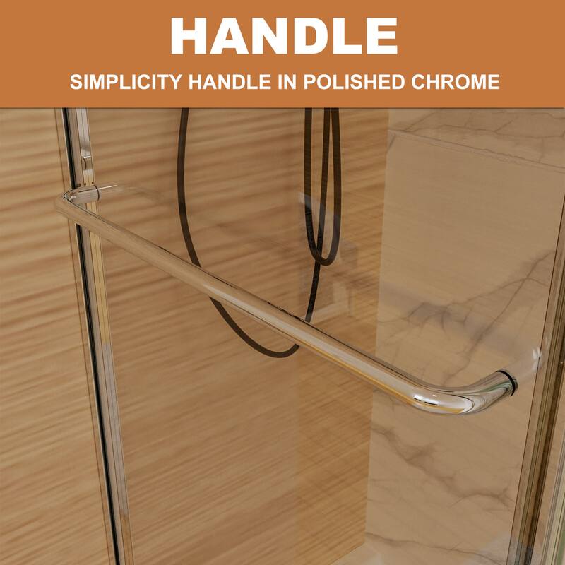 48'' x 72'' Glass Semi-Frameless Double Sliding Shower Tub Door in Matte Black/Brushed Nickel