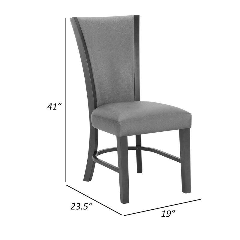 Brandon 24 Inch Side Chair Set of 2, Gray Fabric Upholstery, Curved Back