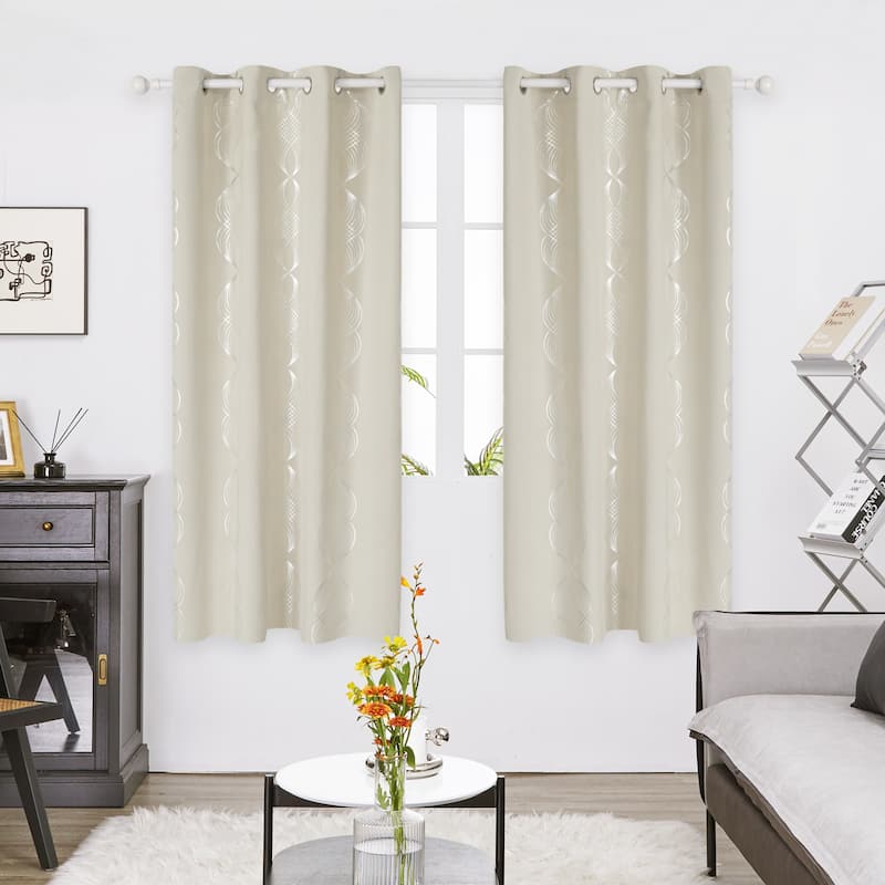 Deconovo Blackout Silver Wave Curtains(2 Panel)