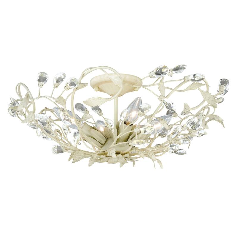 Cream Flush Mount Ceiling Light - 19" Suburban Style - Modern Interior Lighting Fixture - 8