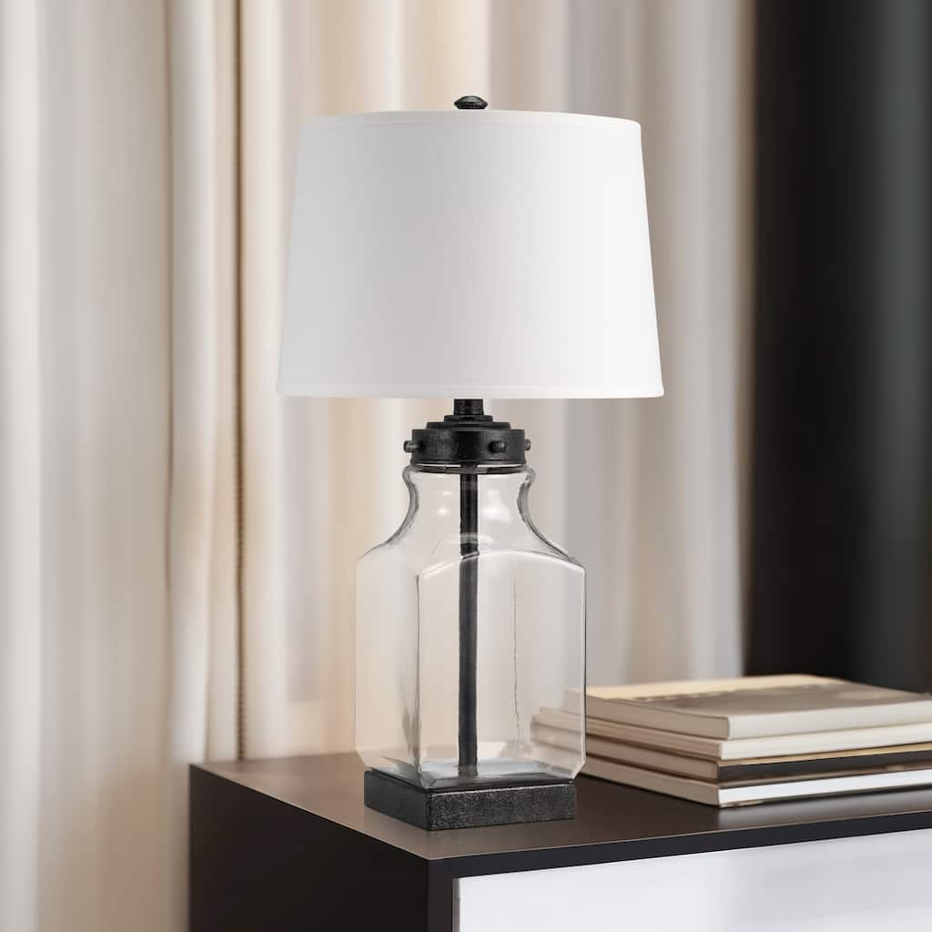 Sagebrook Home 30"H Glass Bottle Table Lamp, Clear/white, Iron, Contemporary Lighting - 16" x 16" x 30"