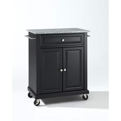 Kitchen Island Cart - Mobile Kitchen Storage with Granite Top & Casters