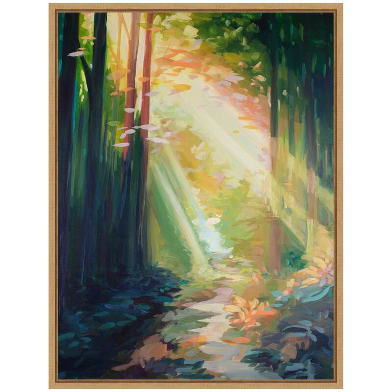 Kate and Laurel Sylvie Forest Sunshine Framed Canvas by Rachel Christopoulos