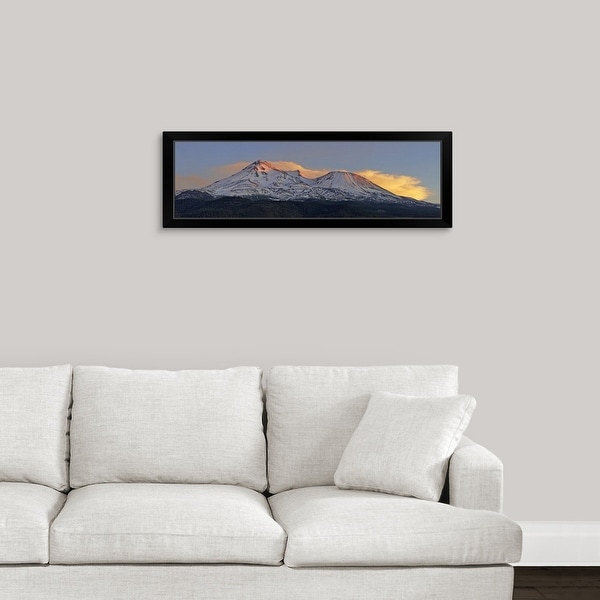 "Low angle view of a snow covered mountain, Mt Shasta, Siskiyou County, California" Black Framed Print