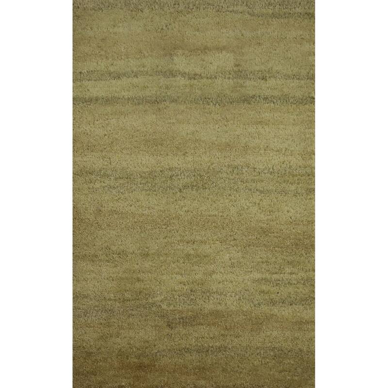 Hand Knotted Oriental 100% Wool Carpet Modern Solid Green Gabbeh Area Rug - 3' 3'' X 2' 2''