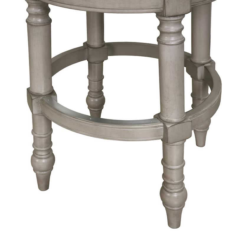 Emily Wood Upholstered Barrel-Back Bar Stool with Swivel Seat