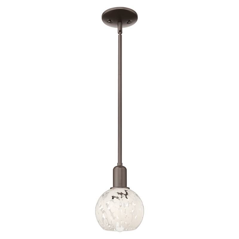 Innovations Lighting Endless Possibilities Arcadia - White Mouchette - 1 Light 6" Stem Hung Mini Pendant - Oil Rubbed Bronze