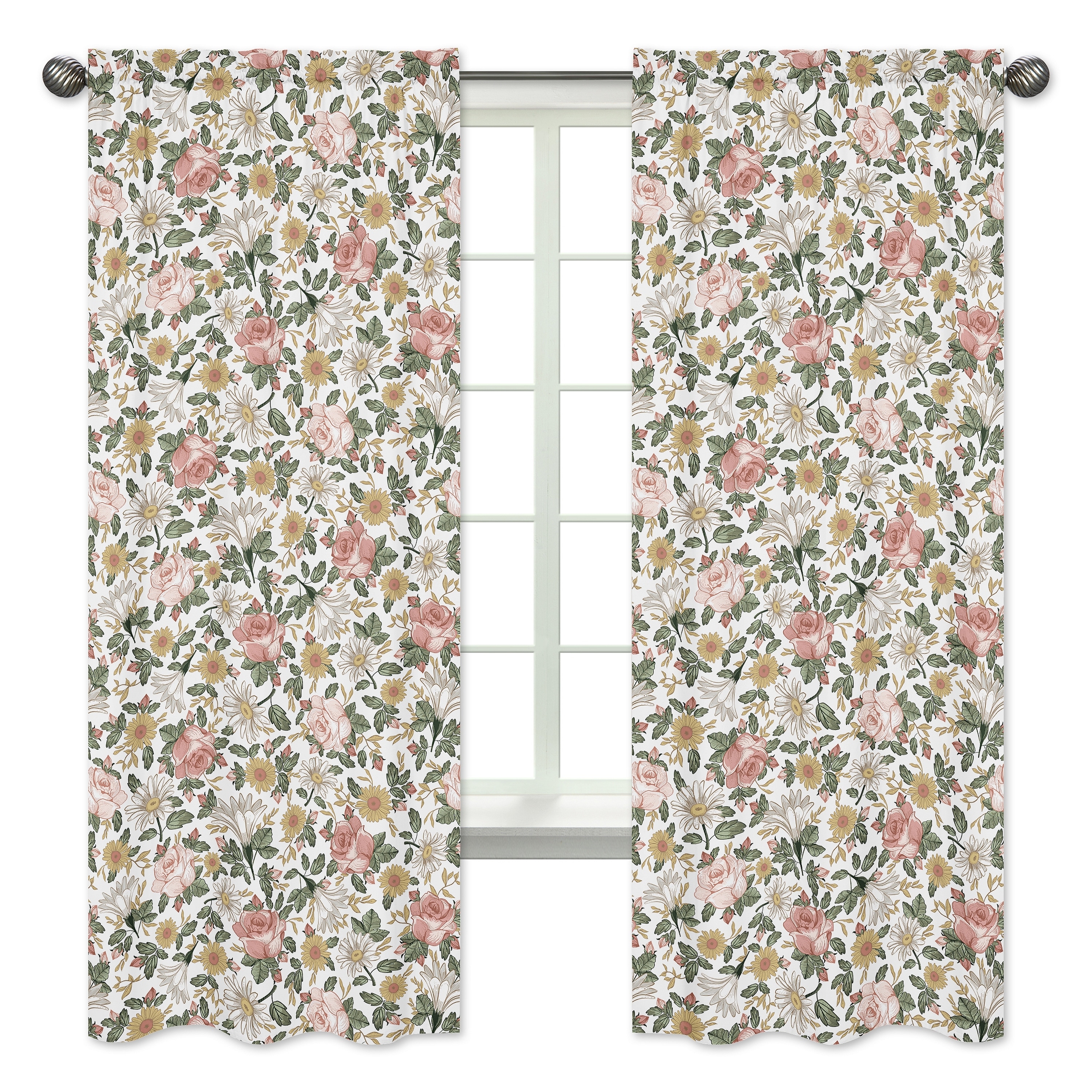 Sweet Jojo Designs Vintage Floral Boho 84-inch Window Treatment Curtain Panel Pair
