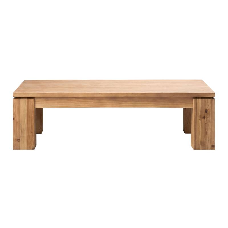 Datona 56-inch Rectangular Reclaimed Pine Block Feet Coffee Table, Natural Finish