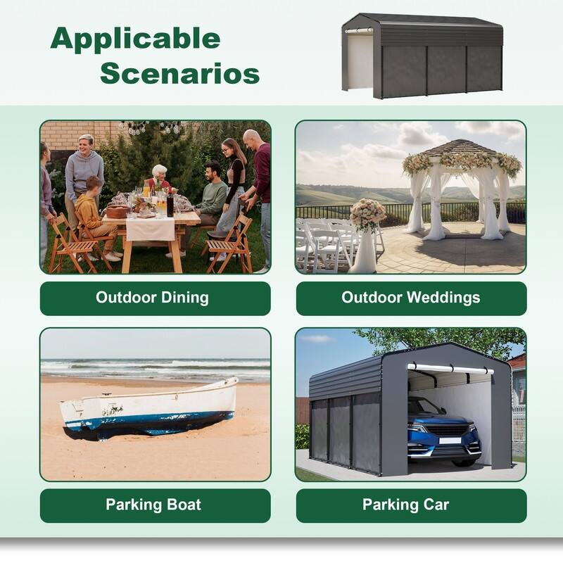 10x15 FT Metal Carport Carports with Waterproof Cloth, Heavy Duty Galvanized Steel Roof, Outdoor Car Shelter.