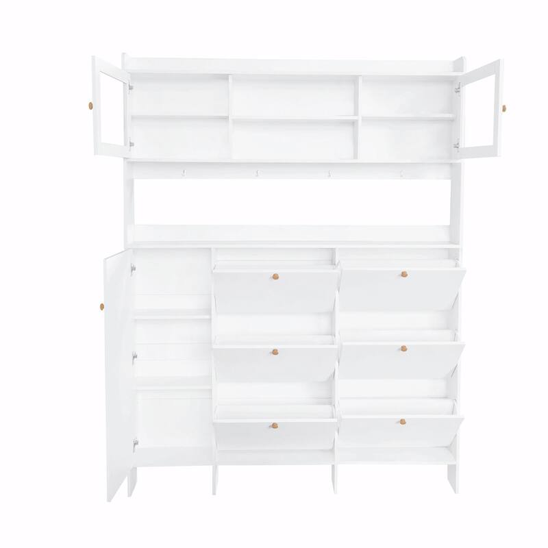 Multifunctional Shoe Cabinet with Storage Shelf & 6 Flip Drawers
