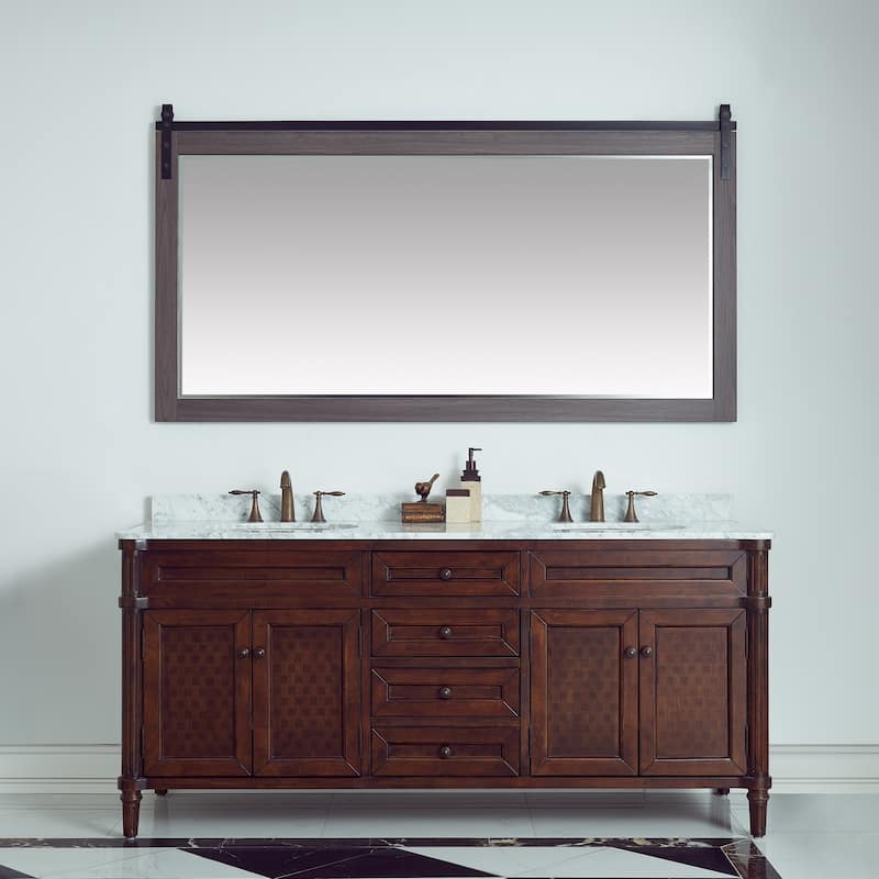 Cortes 72" Bathroom Vanity Barndoor Wall Mirror in Oak