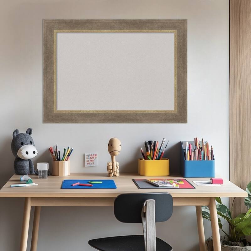 Driftwood Tan Wood Framed Cork Board - Bulletin Board, Organization Board, Pin Board