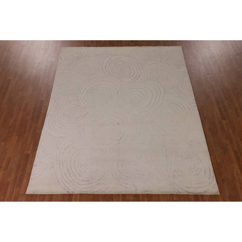 All-Over Abstract Modern Area Rug Hand-Knotted Wool Carpet - 7'11"x 9'9"