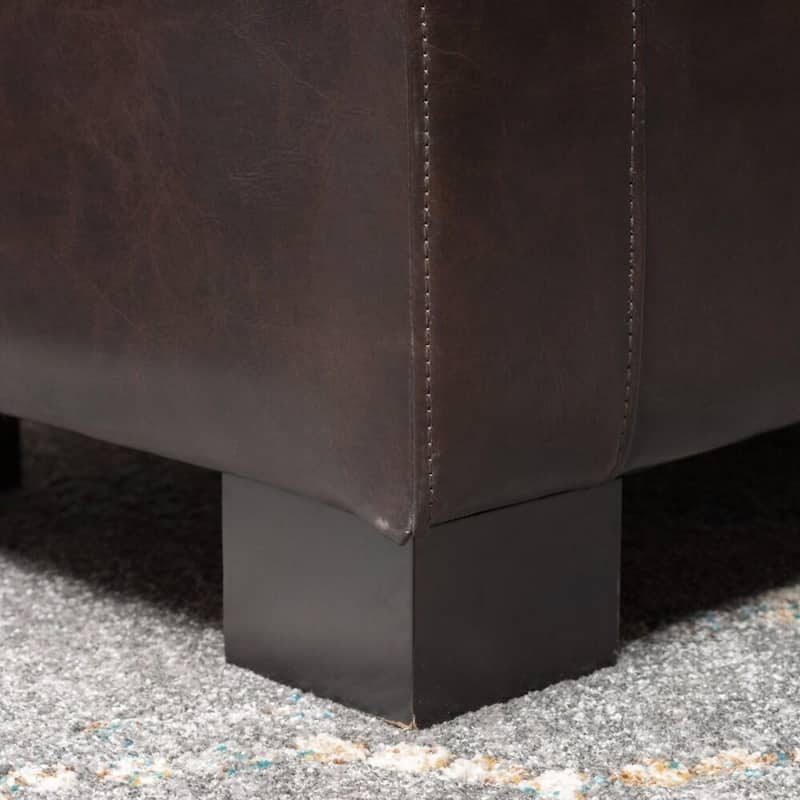 51" Tufted Storage Ottoman Bench with Upholstered Seat, Large Faux Leather Storage Bench for Living Room, Entryway, Bedroom