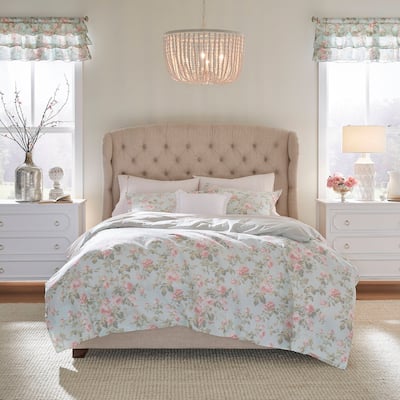 Laura Ashley Madelynn Cotton Blue Cotton Duvet Cover Set