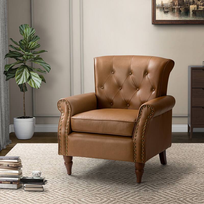 Mycenae Upholstered Accent Armchair with Nailhead Trim
