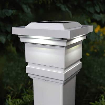 Classy Caps 4x4 White PVC Classy Solar Post Cap (Set of 2)