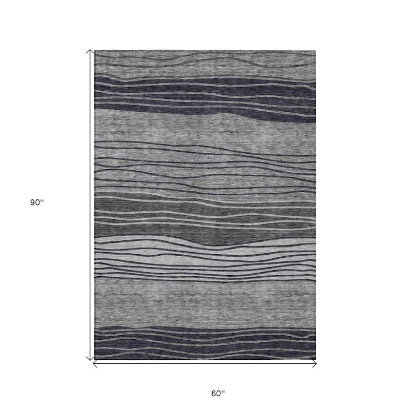 HomeRoots Striped Transitional Rectangle Outdoor Rug