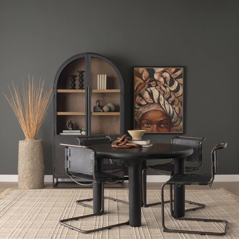 Sloan Black/ Dark Brown Arched Display Dining Cabinet