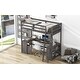 preview thumbnail 4 of 15, Antique Brown Twin Size Solid Wood Loft Bed with Desk, Blackboard & Drawers
