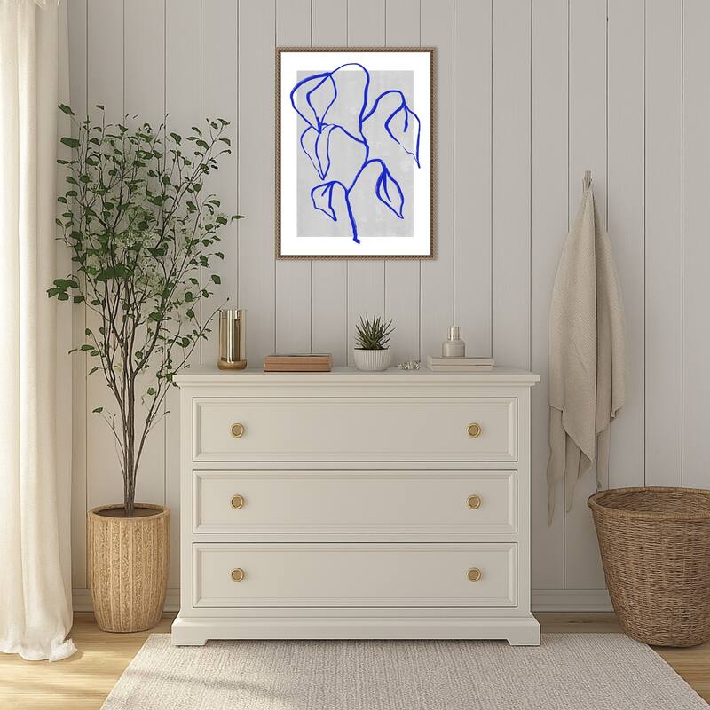 Blue Lines Harmony by Treechild Framed Canvas Wall Art Print