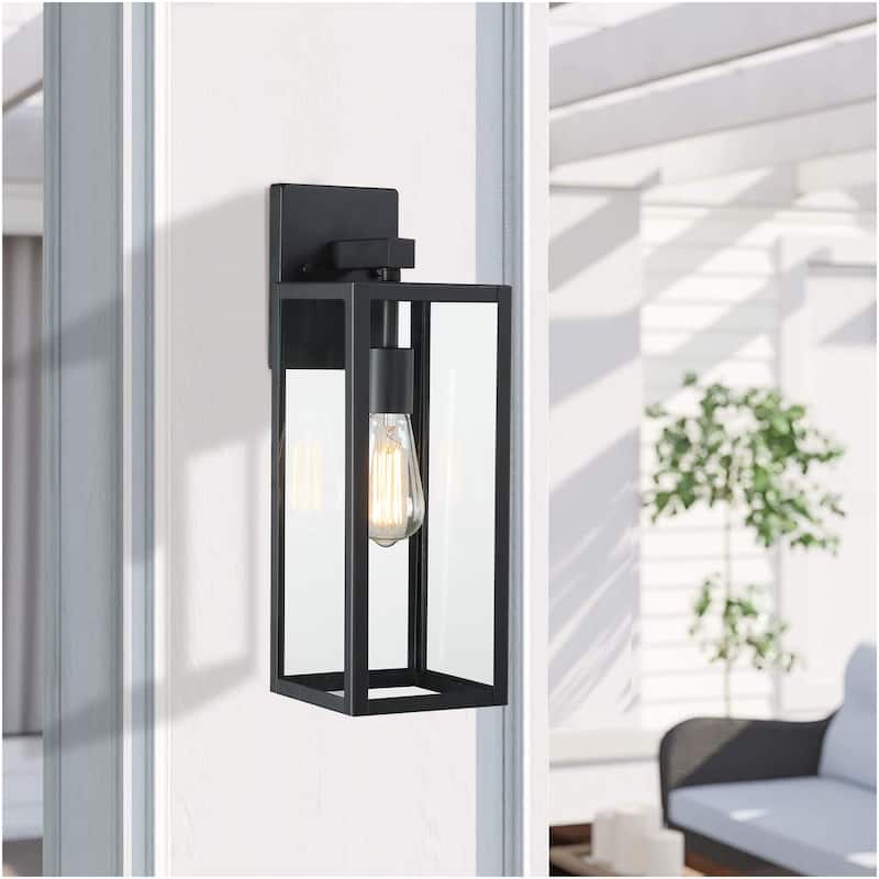 2-pack 13" H 1-Light Black Outdoor wall Lantern(Dusk to Dawn could be chosen)