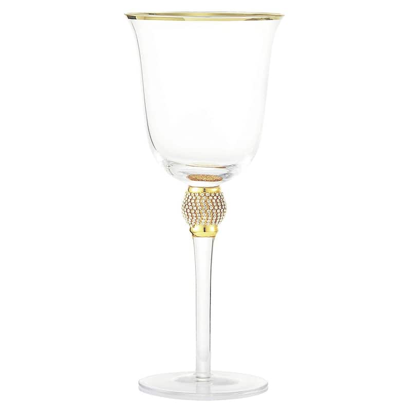 Berkware Elegant Sparkling Studded Long Stem Rose Glass with Gold or ...