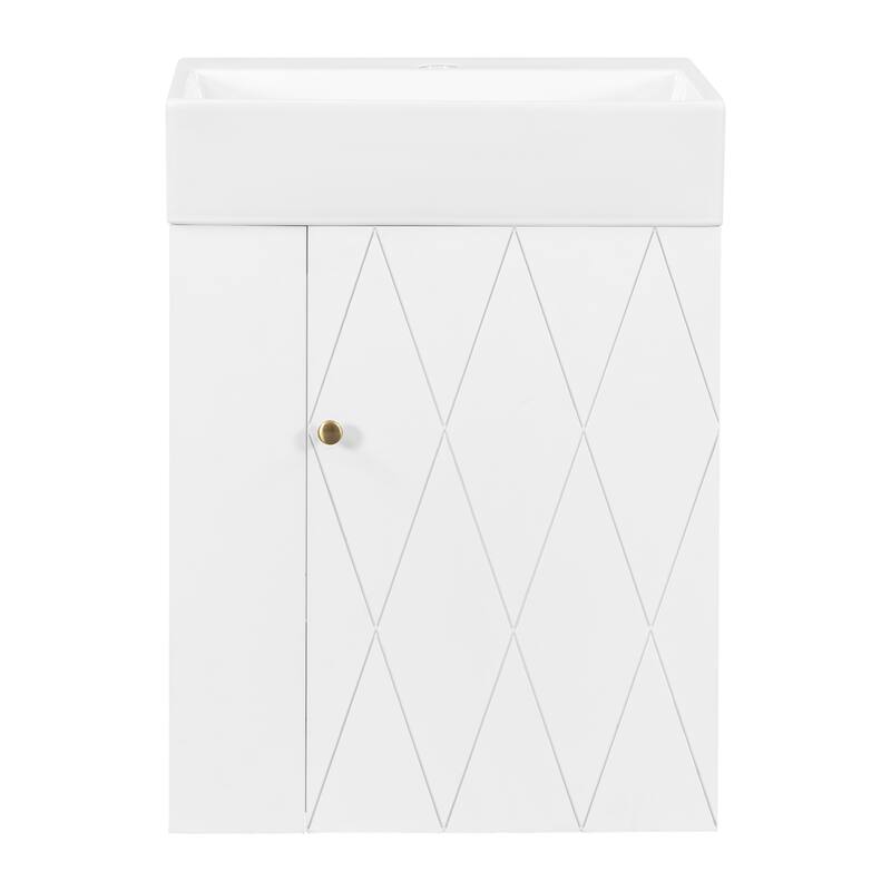 GDFStudio - Lucas Bennett Modern Compact Bathroom Vanity with Decorative Door and Smart Side Storage