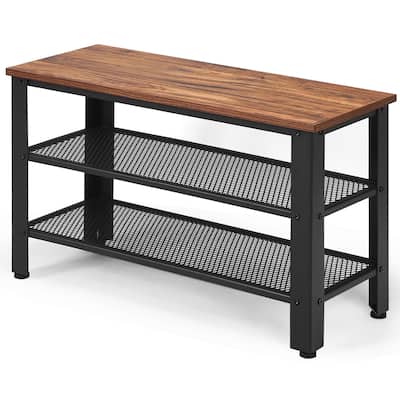3-Tier Shoe Rack Storage Shelves with Seat