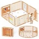 preview thumbnail 1 of 6, Foldable Wooden Playpen with Door, Adjustable, 1-8 years, Safety Gate Beige