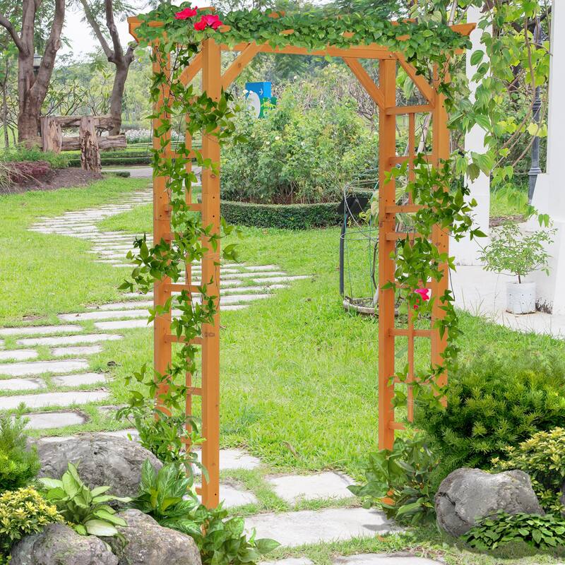 Outsunny 85" Wooden Garden Arbor for Wedding and Ceremony