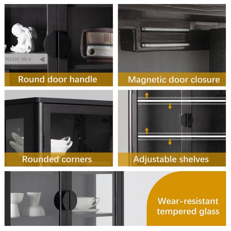 Modern Wall-Mounted Storage Cabinet with Tempered Glass Doors