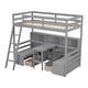 preview thumbnail 5 of 4, Grey Twin Size Wood Loft Bed with Storage Shelves