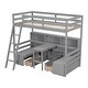 preview thumbnail 5 of 10, Twin Size Wood Loft Bed with Storage Shelves, Drawers, Seat And Desk for Bedroom