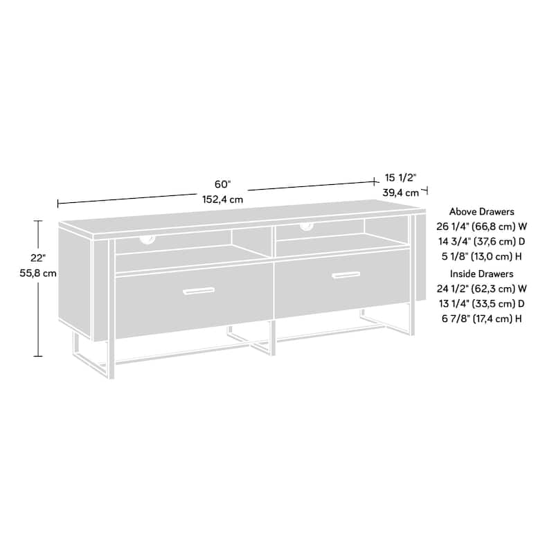 Wood Credenza with Spacious Cubbies, Black - 60.00" W x 15.51" D x 21.97" H