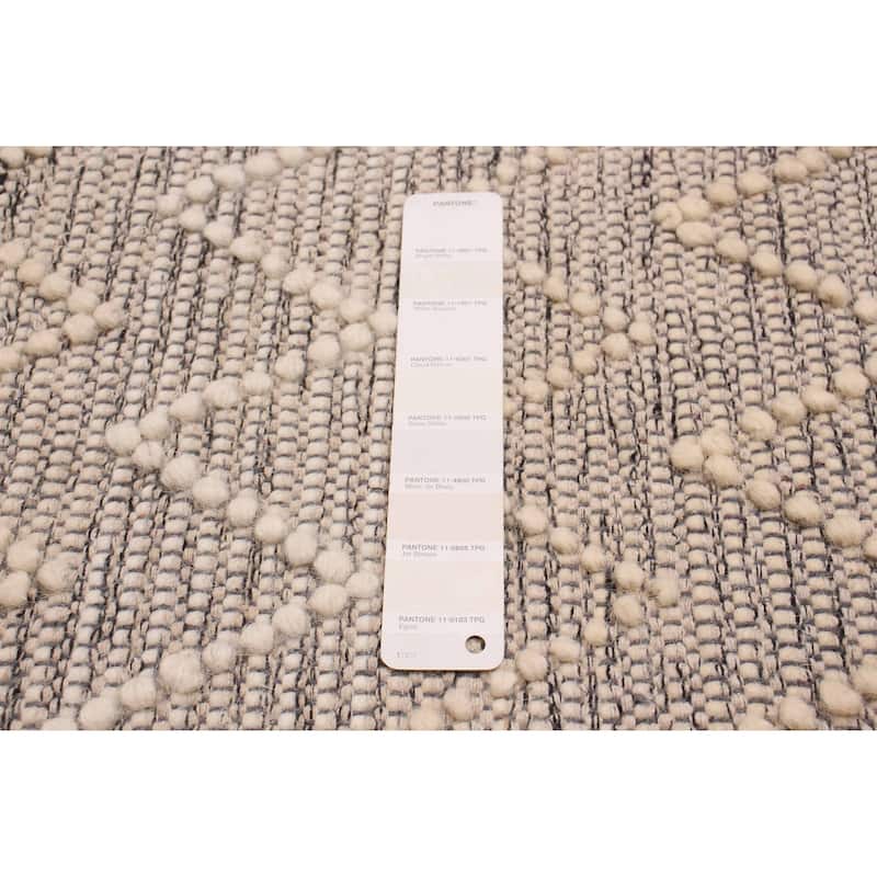 ECARPETGALLERY Braid weave Sienna Cream, Grey Wool Rug - 3'11 x 6'0