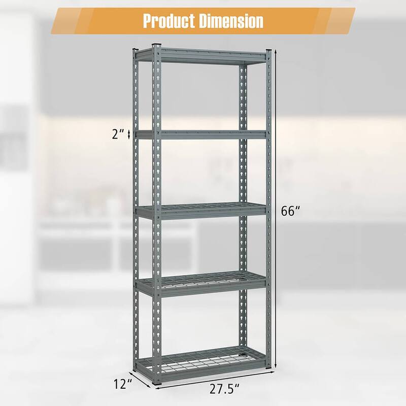 Gymax 5-Tier Metal Shelving Unit Heavy Duty Wire Storage Rack with