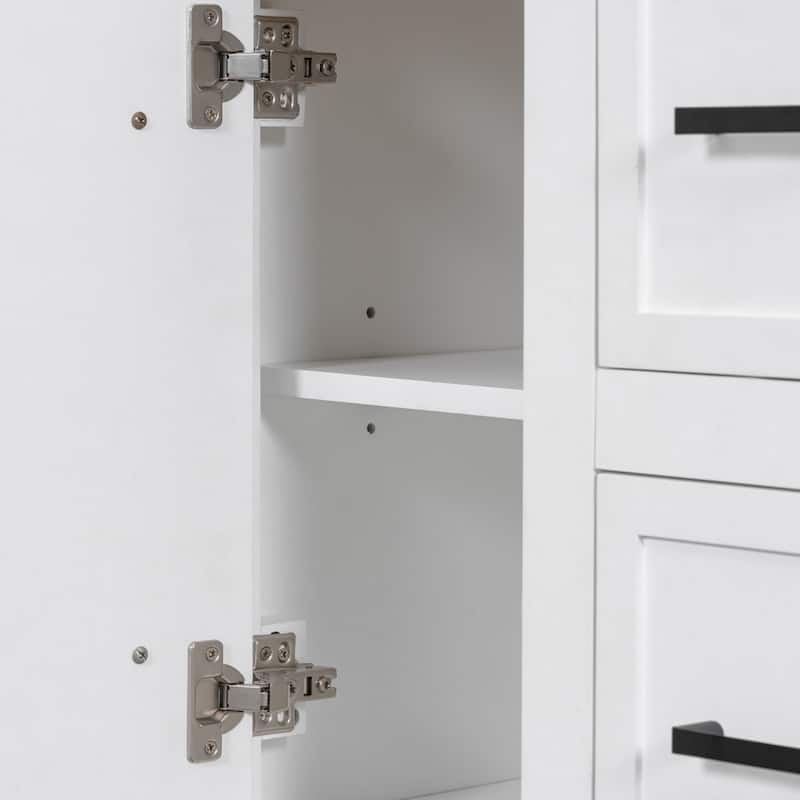 36 inch Freestanding Bathroom Vanity Set in White with Integrated Resin Sink