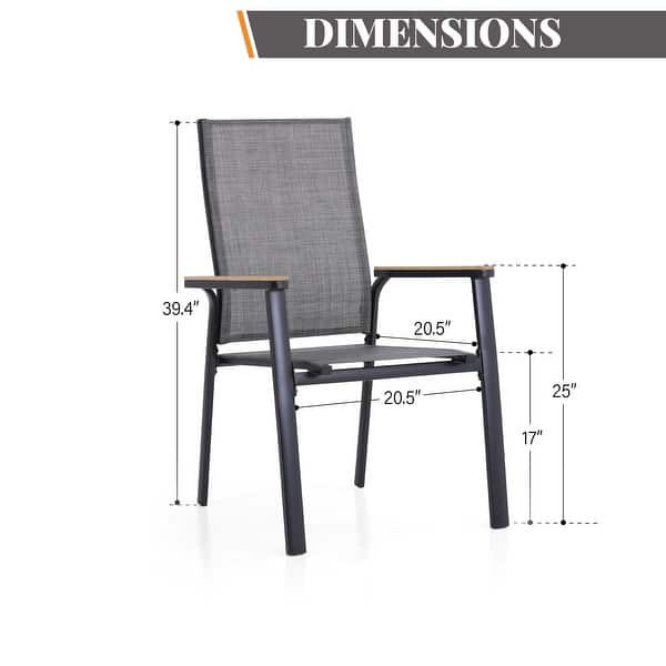 dimension image slide 2 of 5, MAISON ARTS 7 / 9- Piece Outdoor Patio Dining Set, 1 Expandable Metal Table & 6 / 8 Textilene Chairs